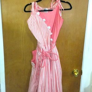 Unique Vintage Tie Striped Swing Dress